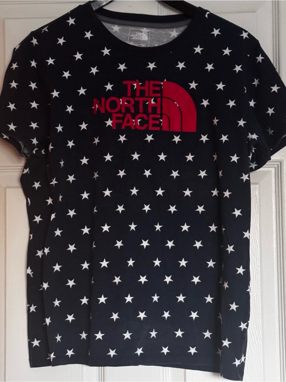The North Face Navy  Star Print Tee with Red Logo